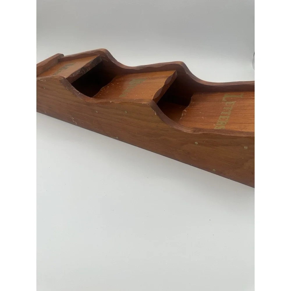 Vintage MCM 3 Tier Wood Wall Mount Letters Bill's Holder Organizer